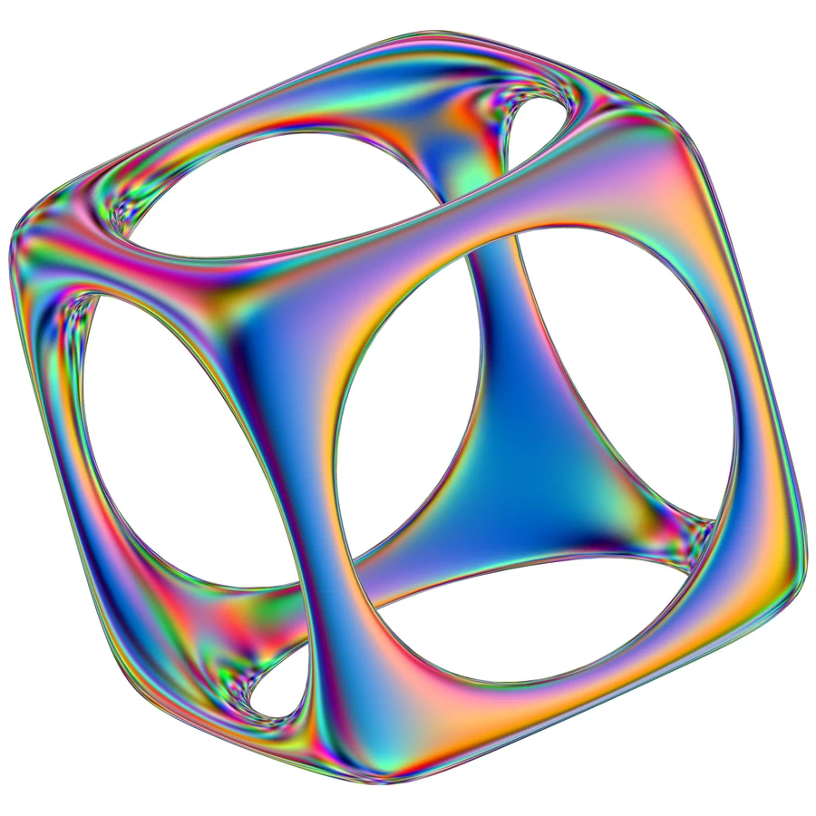 潮流酸性全息金属镭射机能彩虹3D立体几何图形png免抠图片素材【026】